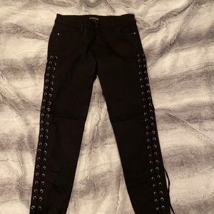 Bebe front lace up jeans. size 26